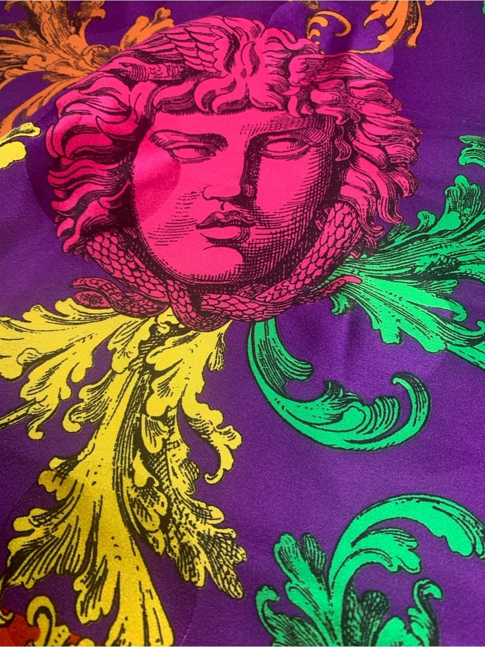 Atelier Versace Bold Baroque Silk Scarf - Purple, Red, Yellow, Green
